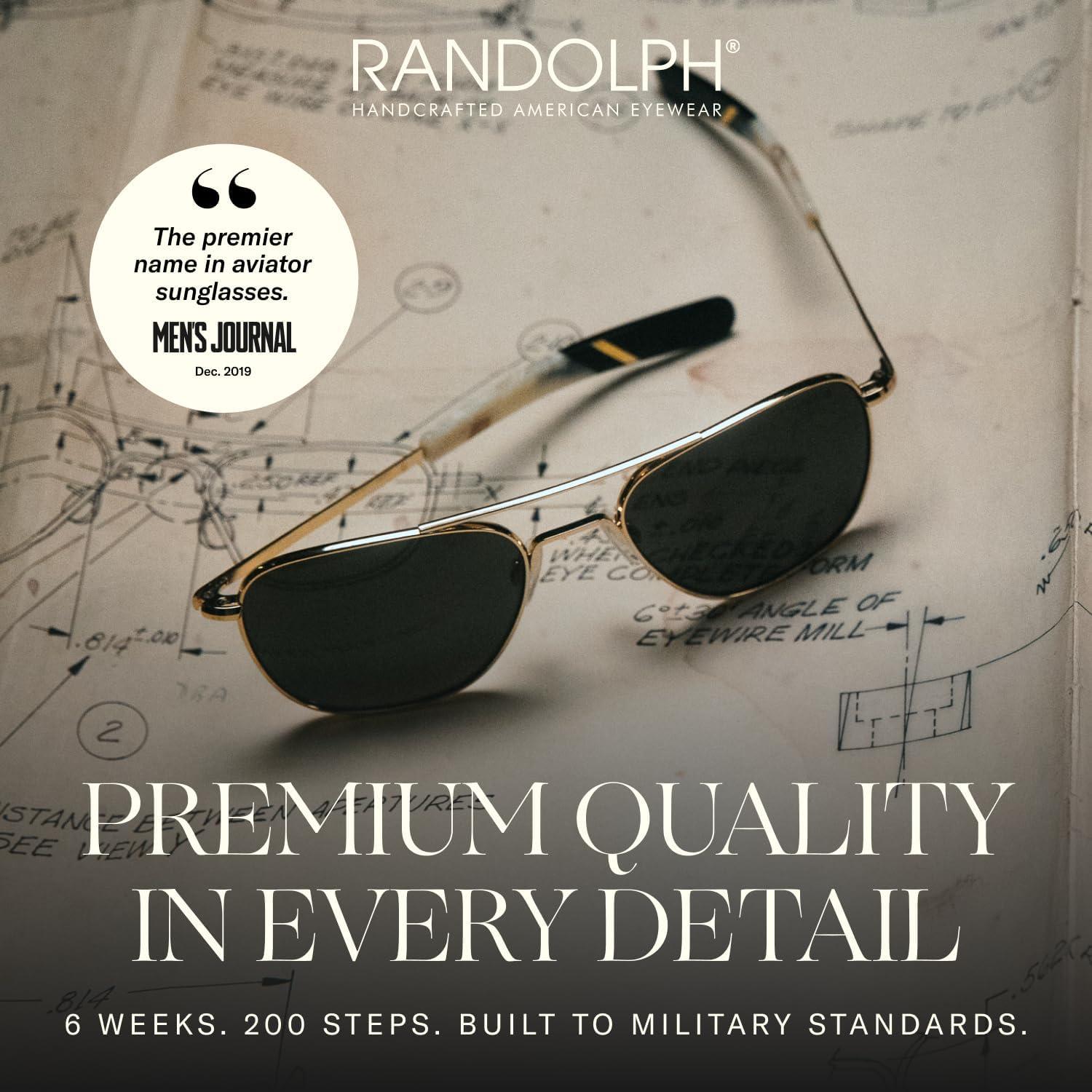 Gafas de sol aviador Randolph 55mm 23k oro polarizadas UV