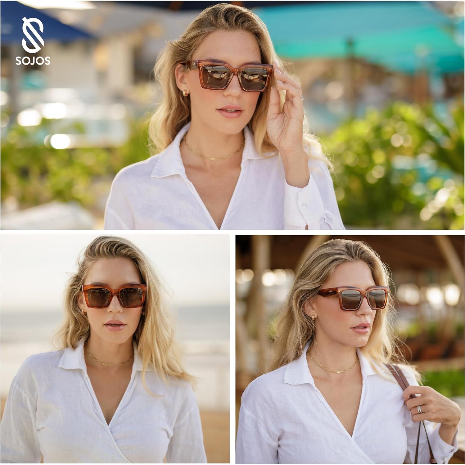 Gafas de sol polarizadas SOJOS SJ2306 unisex marrón UV400