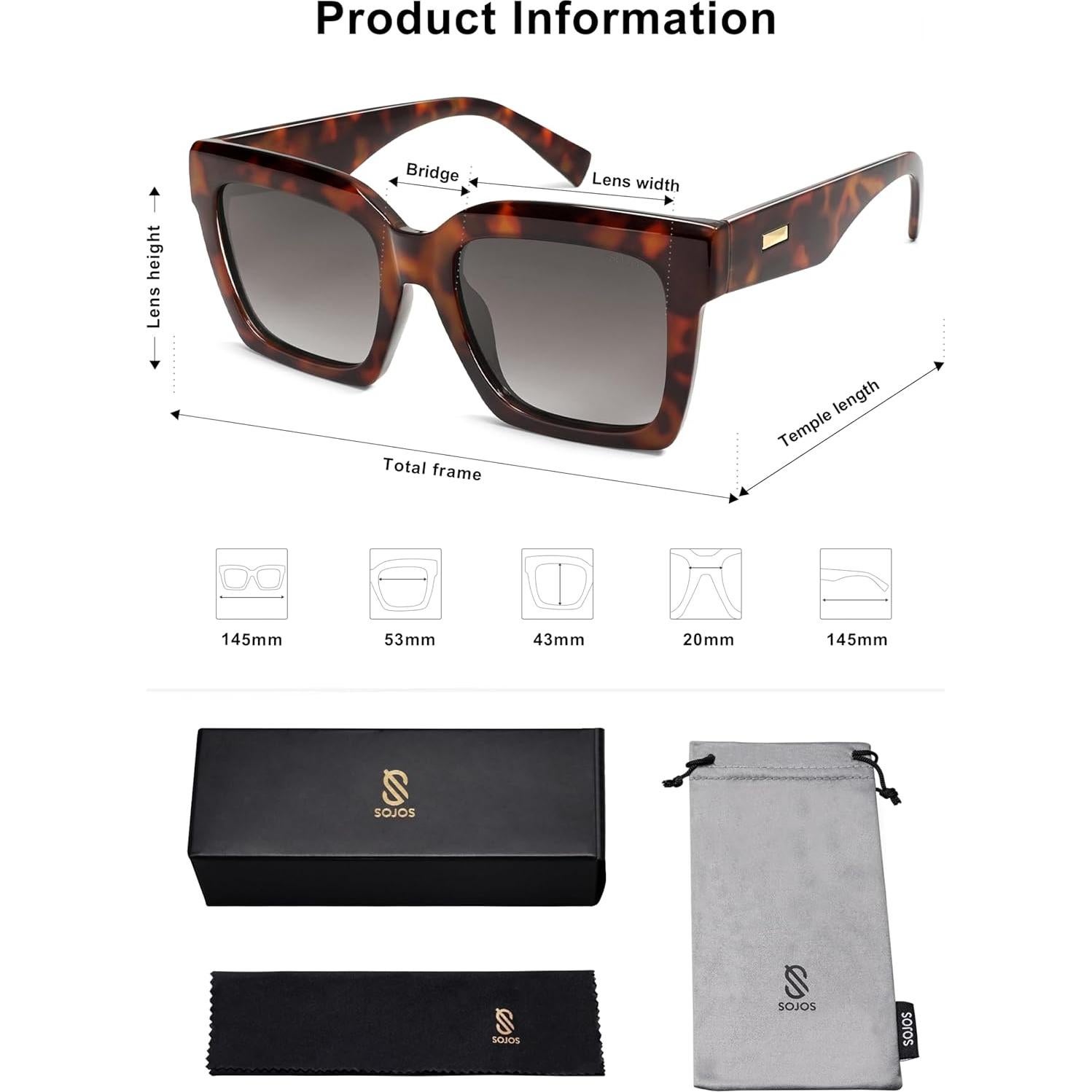 Gafas de sol polarizadas SOJOS SJ2306 unisex marrón UV400