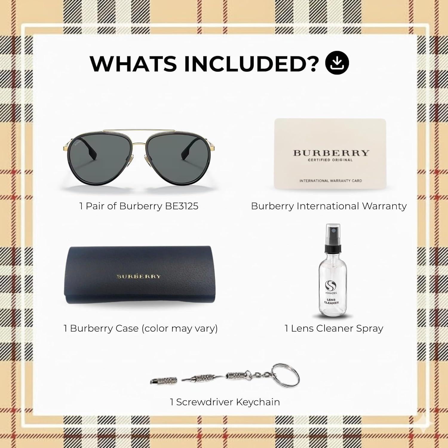 Gafas de Sol Piloto Burberry BE3125 Metal Dorado Lente Gris