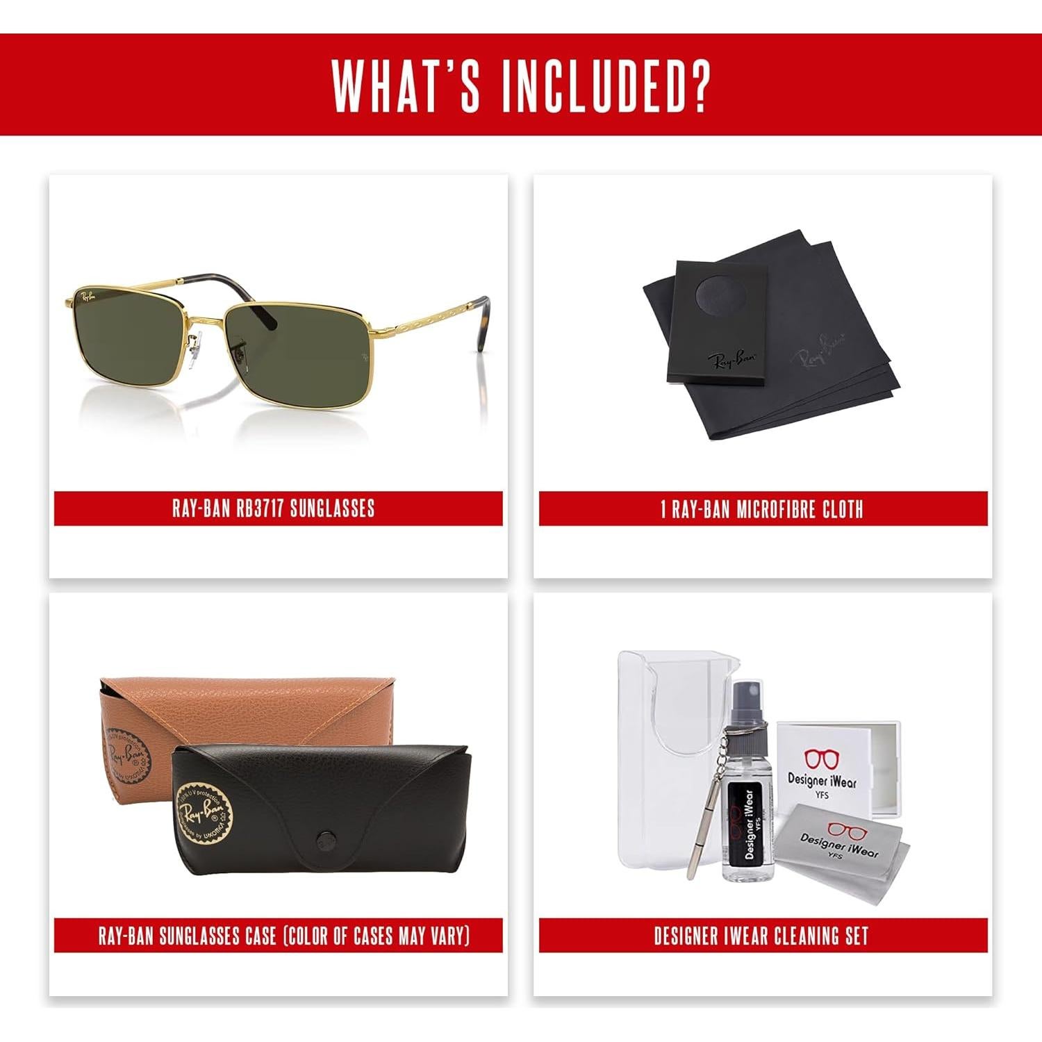 Gafas de sol Ray-Ban RB3717 Rectangulares Unisex con Kit Accesorios