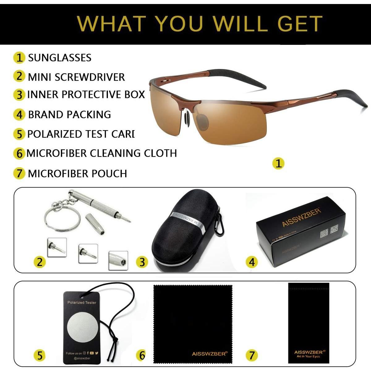 Gafas de sol deportivas AISSWZBER 8177 polarizadas UV400