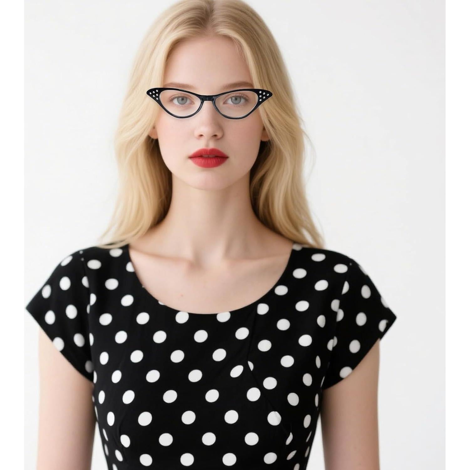 Gafas Retro de Strass para Disfraces de Halloween - Negro