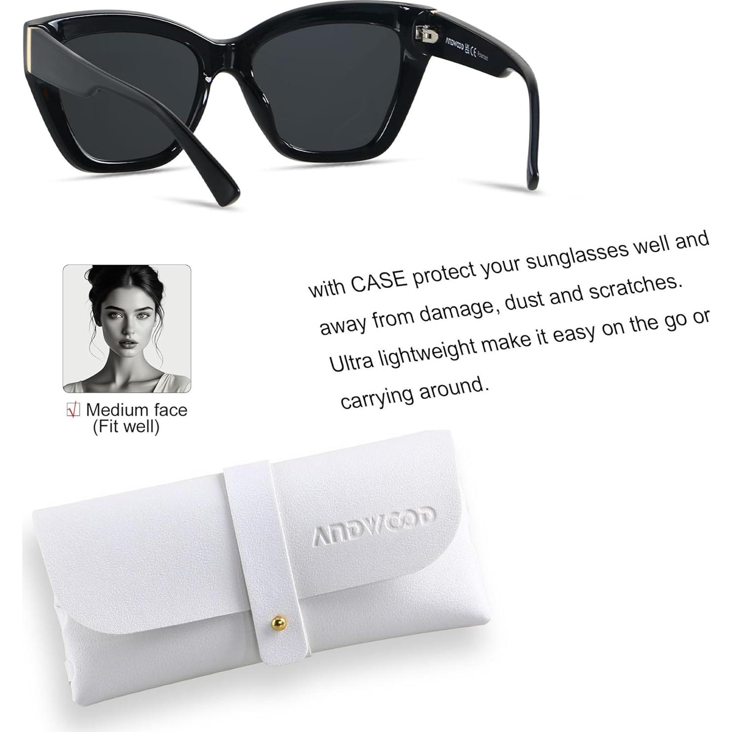 Gafas de sol polarizadas ANDWOOD AF3163 ojo de gato para mujer