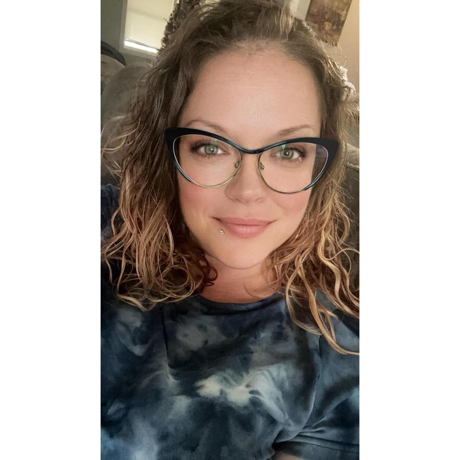 Gafas de Ojo de Gato KFPH para Mujeres - Luz Azul, Metal Negro