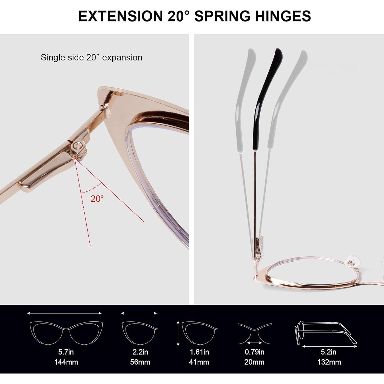 Gafas de Ojo de Gato KFPH para Mujeres - Luz Azul, Metal Negro