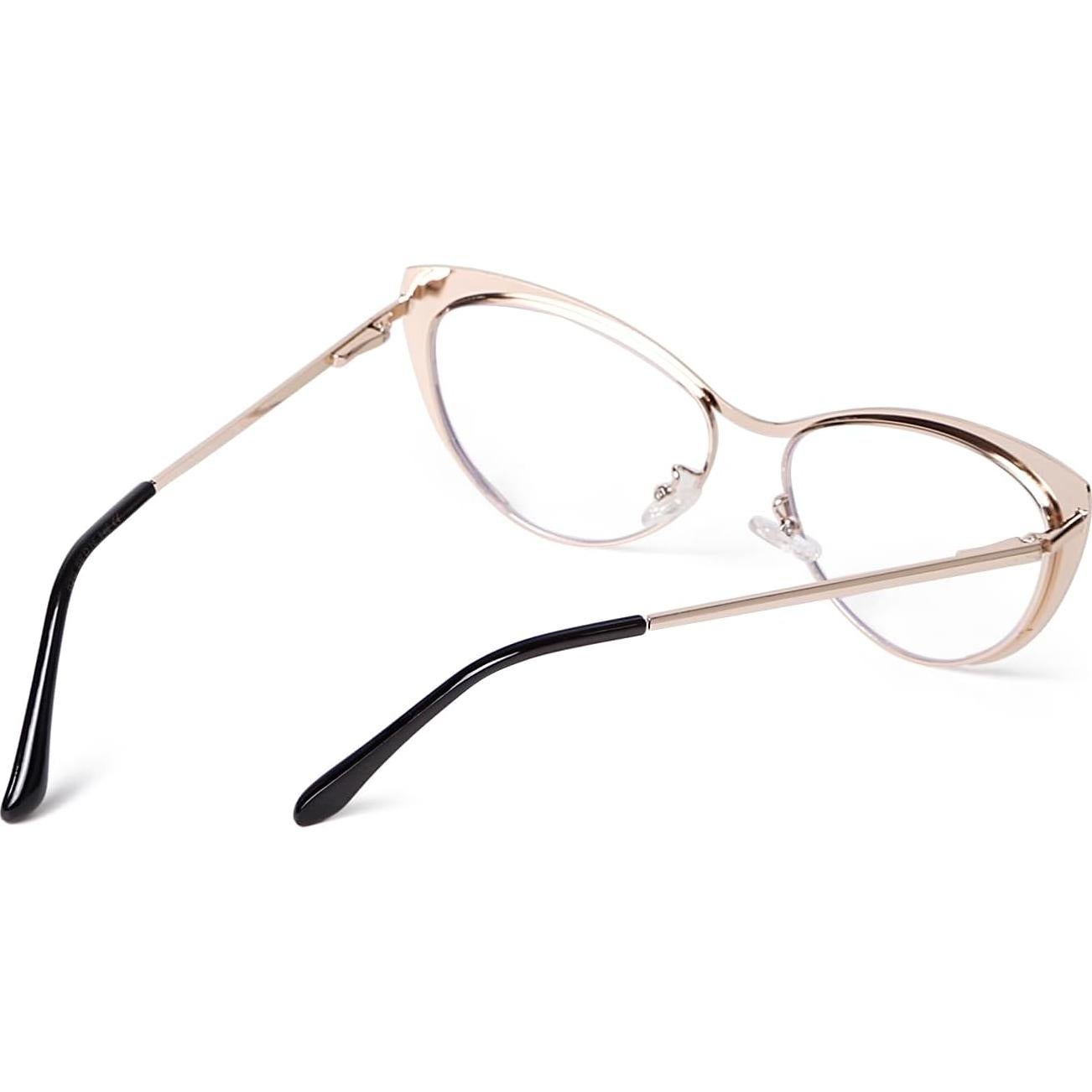 Gafas de Ojo de Gato KFPH para Mujeres - Luz Azul, Metal Negro