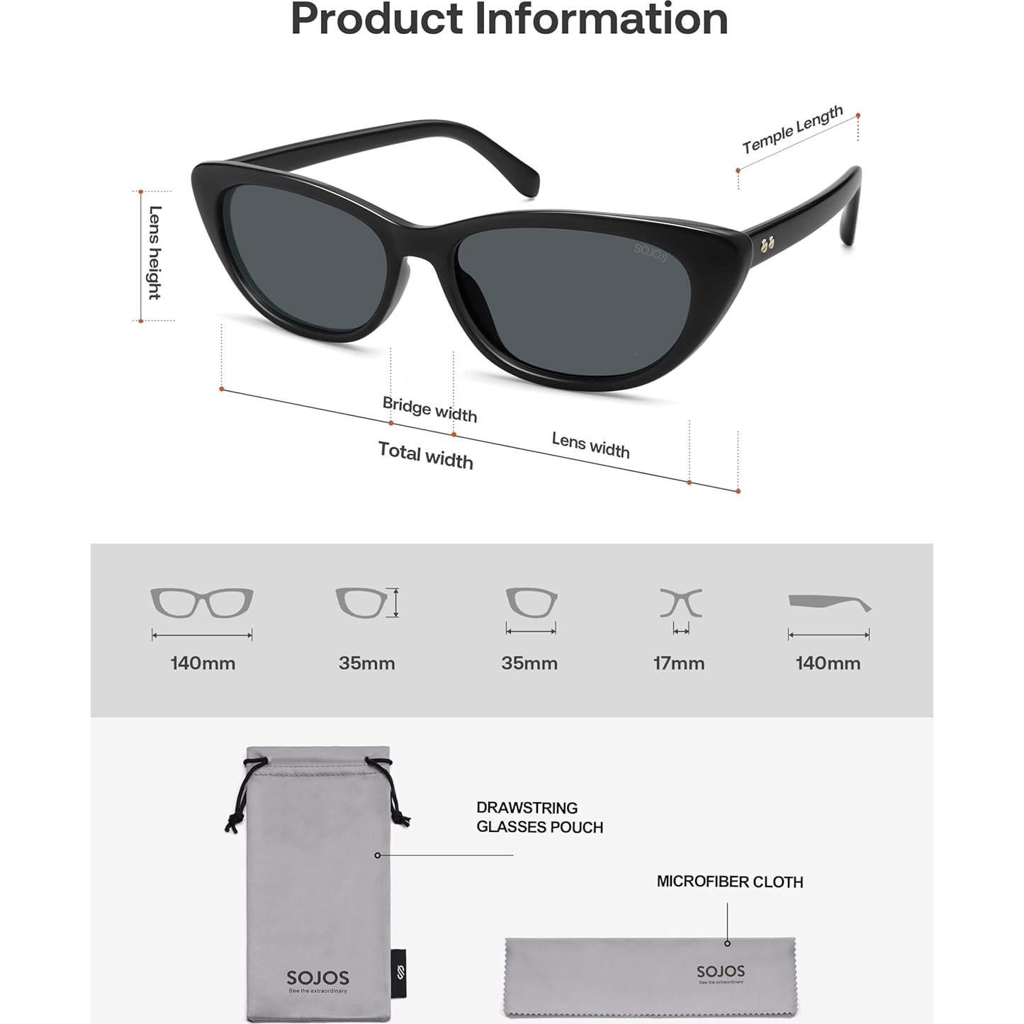 Gafas de sol polarizadas SOJOS SJ2396 ojo de gato para mujeres