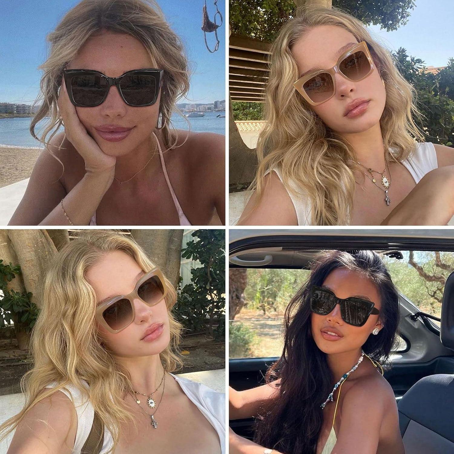 Gafas de sol cuadradas grandes Fozono UV400 estilo retro