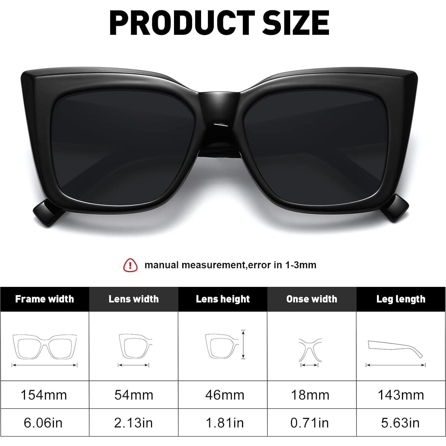 Gafas de sol cuadradas grandes Fozono UV400 estilo retro