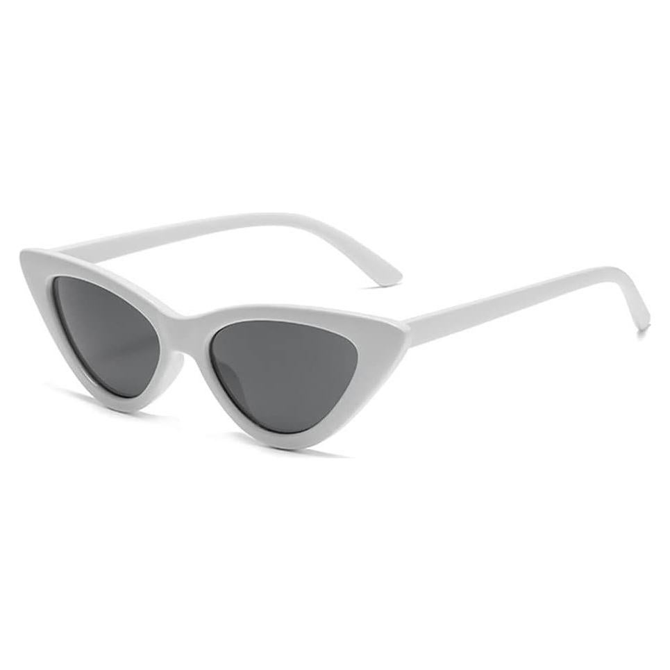 Gafas de sol retro de ojo de gato para mujer - Marco plástico blanco