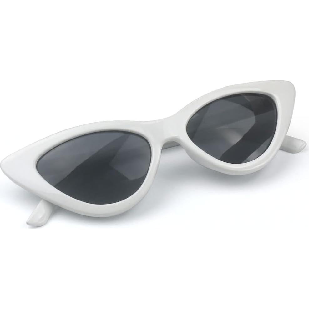 Gafas de sol retro de ojo de gato para mujer - Marco plástico blanco