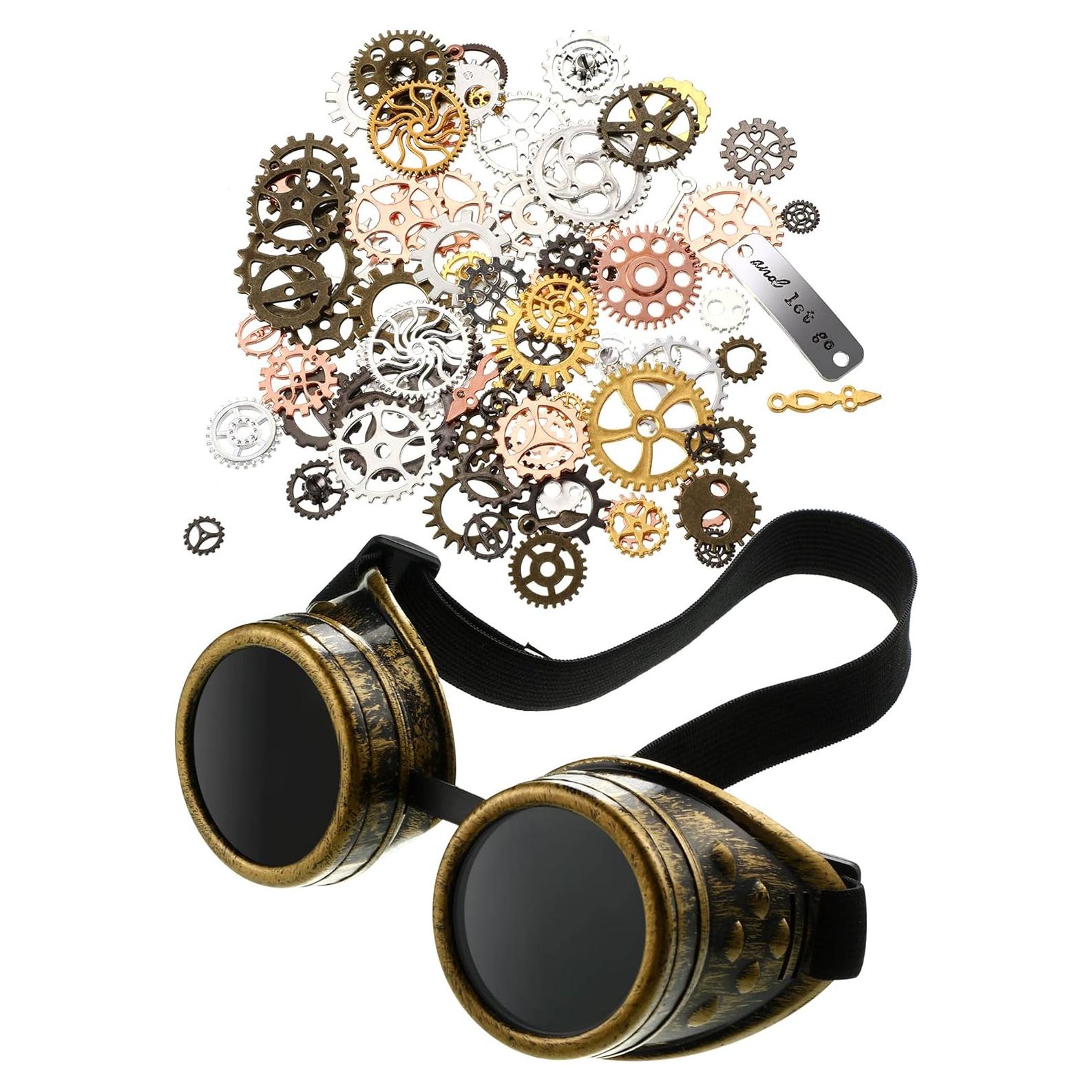 Gafas Steampunk Vintage TOODOO + 100g Engranajes Metálicos