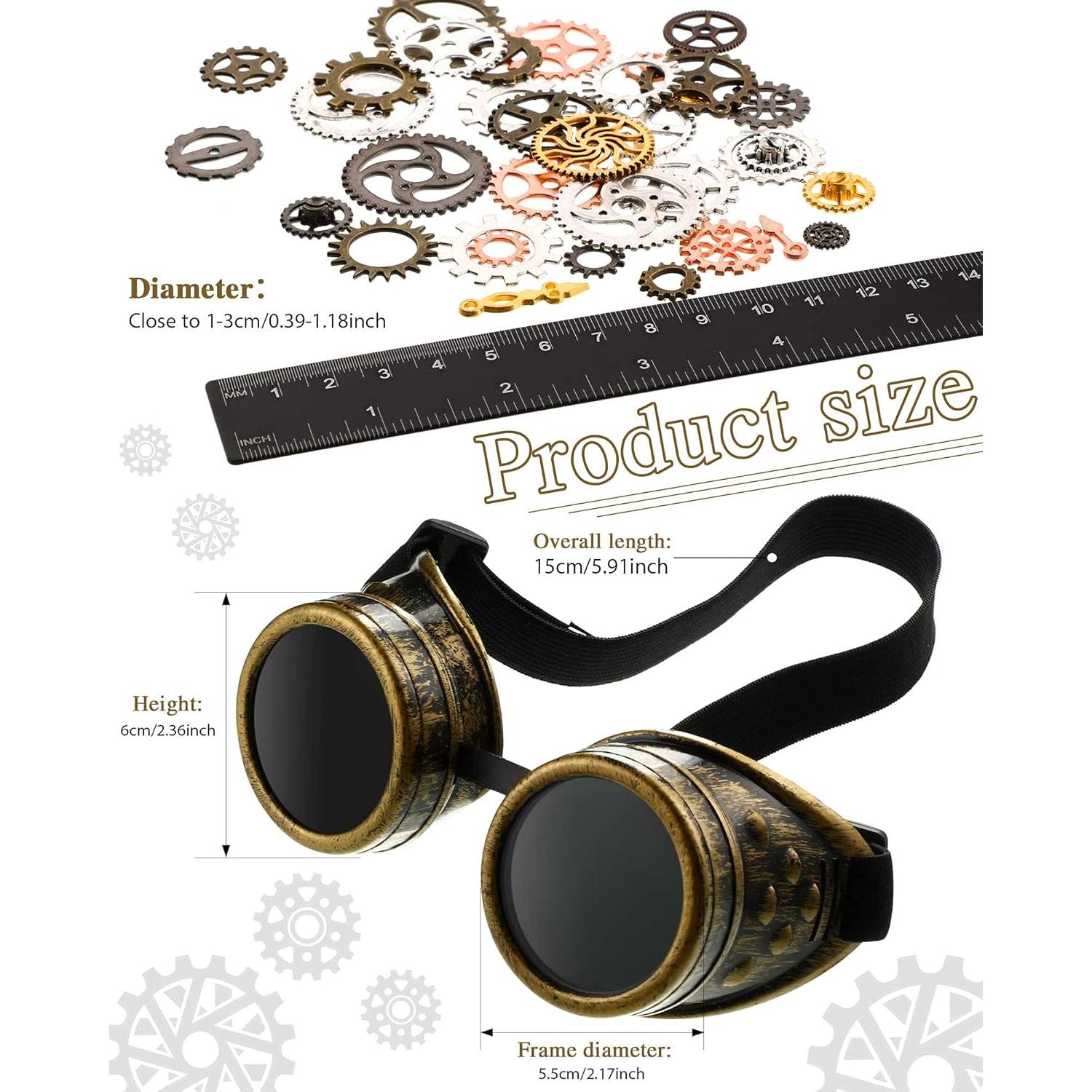 Gafas Steampunk Vintage TOODOO + 100g Engranajes Metálicos
