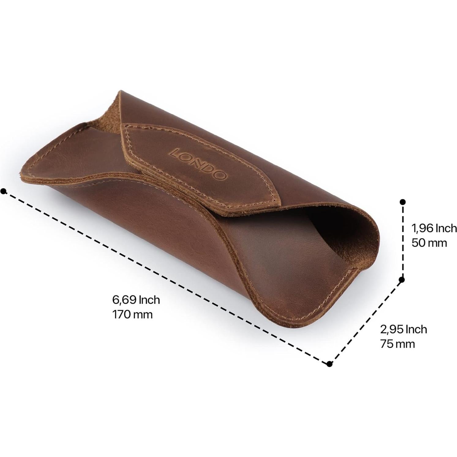 Funda de Cuero Genuino Londo para Gafas - 16x7x3.8 cm