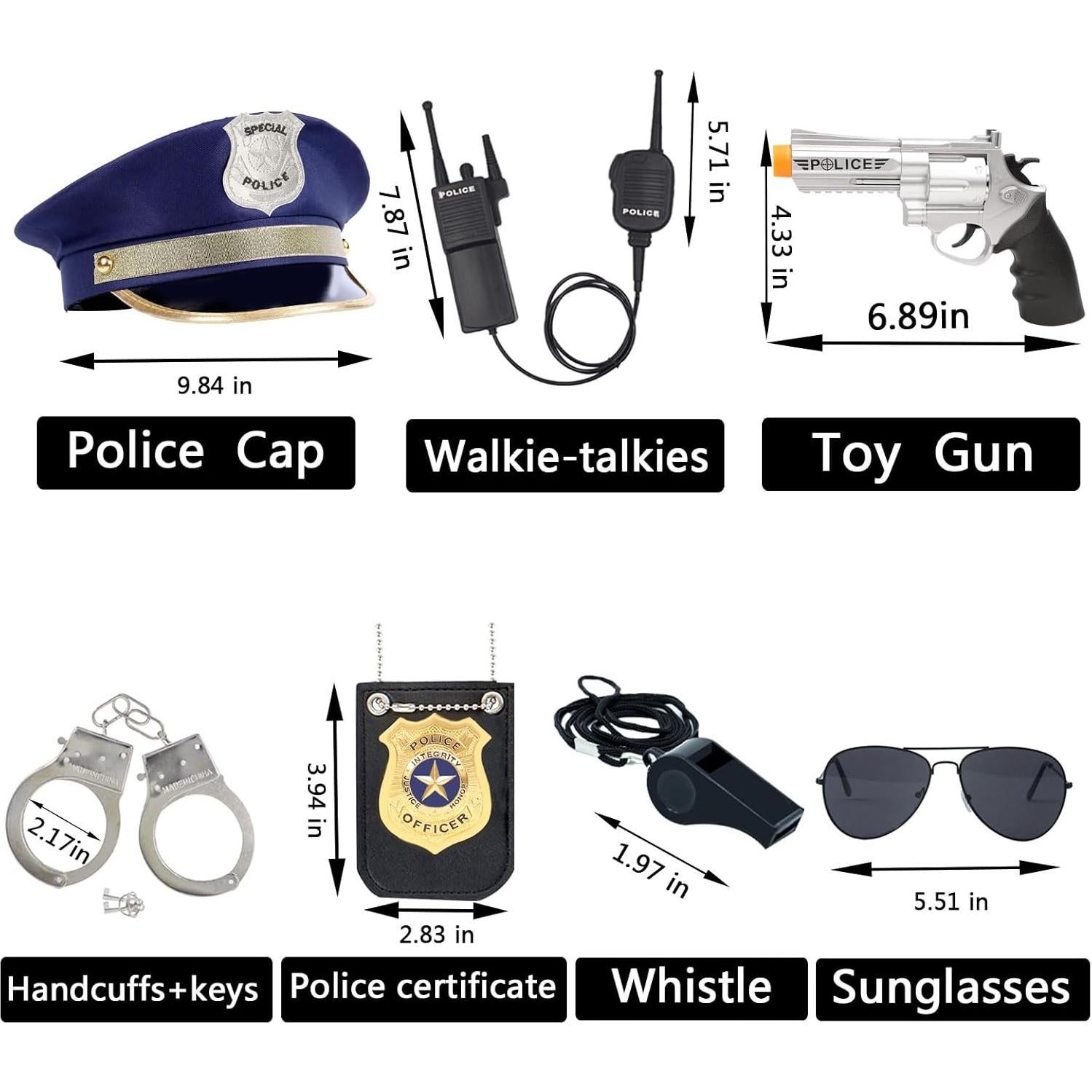 Kit de Disfraz de Policía Beelittle - 7 Piezas Accesorios