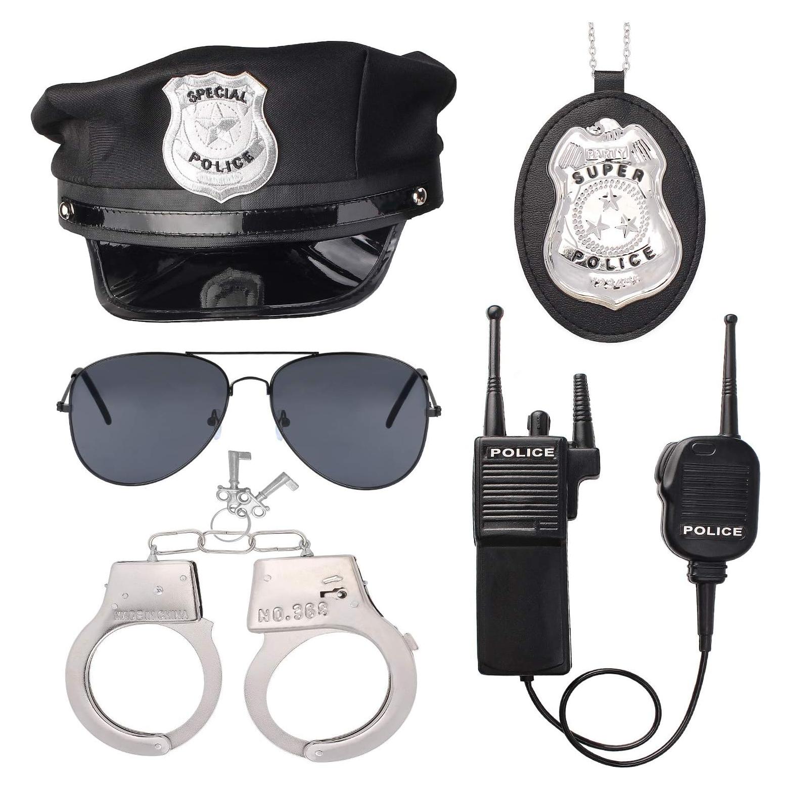 Conjunto de Disfraz de Policía Beelittle - Sombrero, Esposas, Gafas
