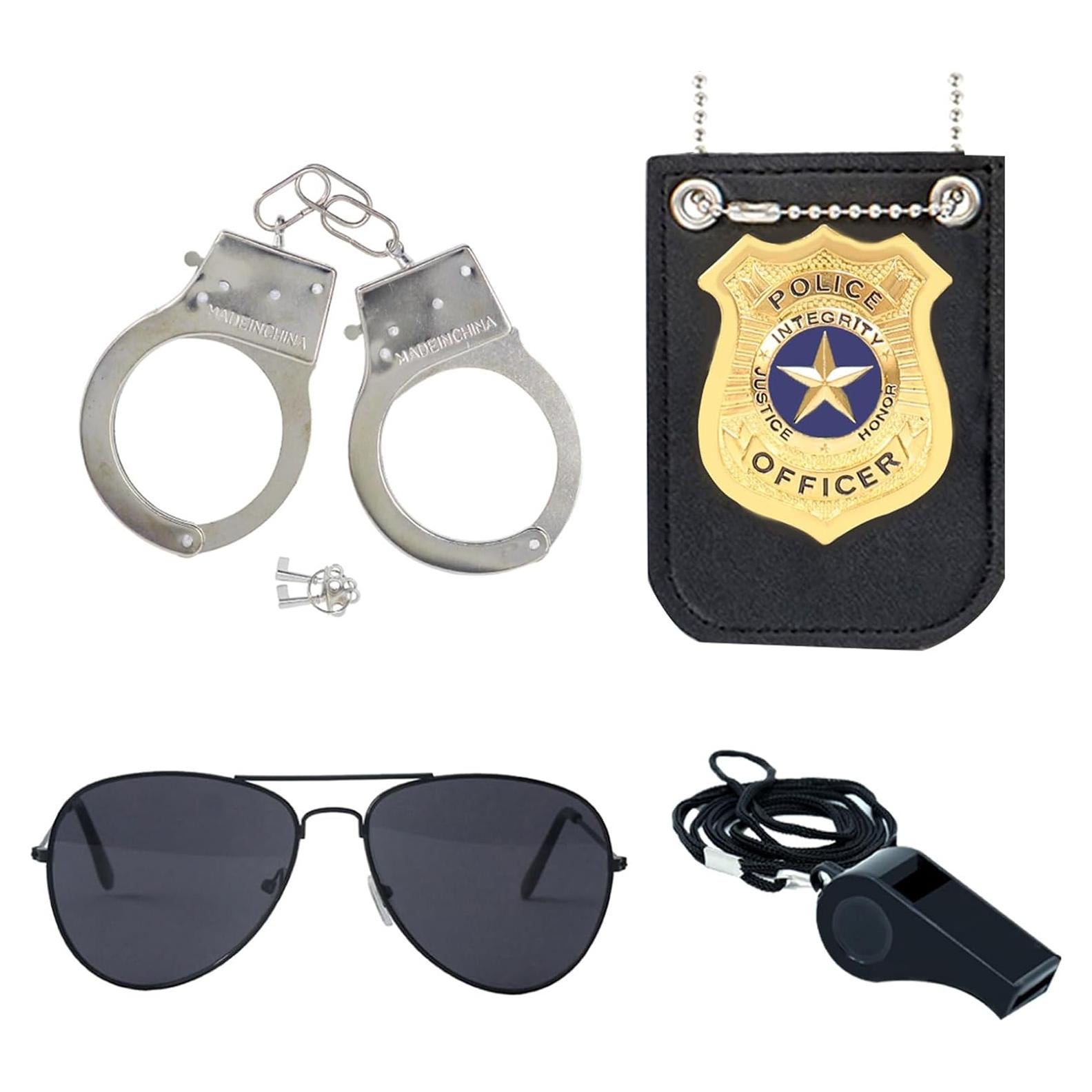 Kit de Disfraz de Policía Beelittle - Sombrero, Esposas, Gafas