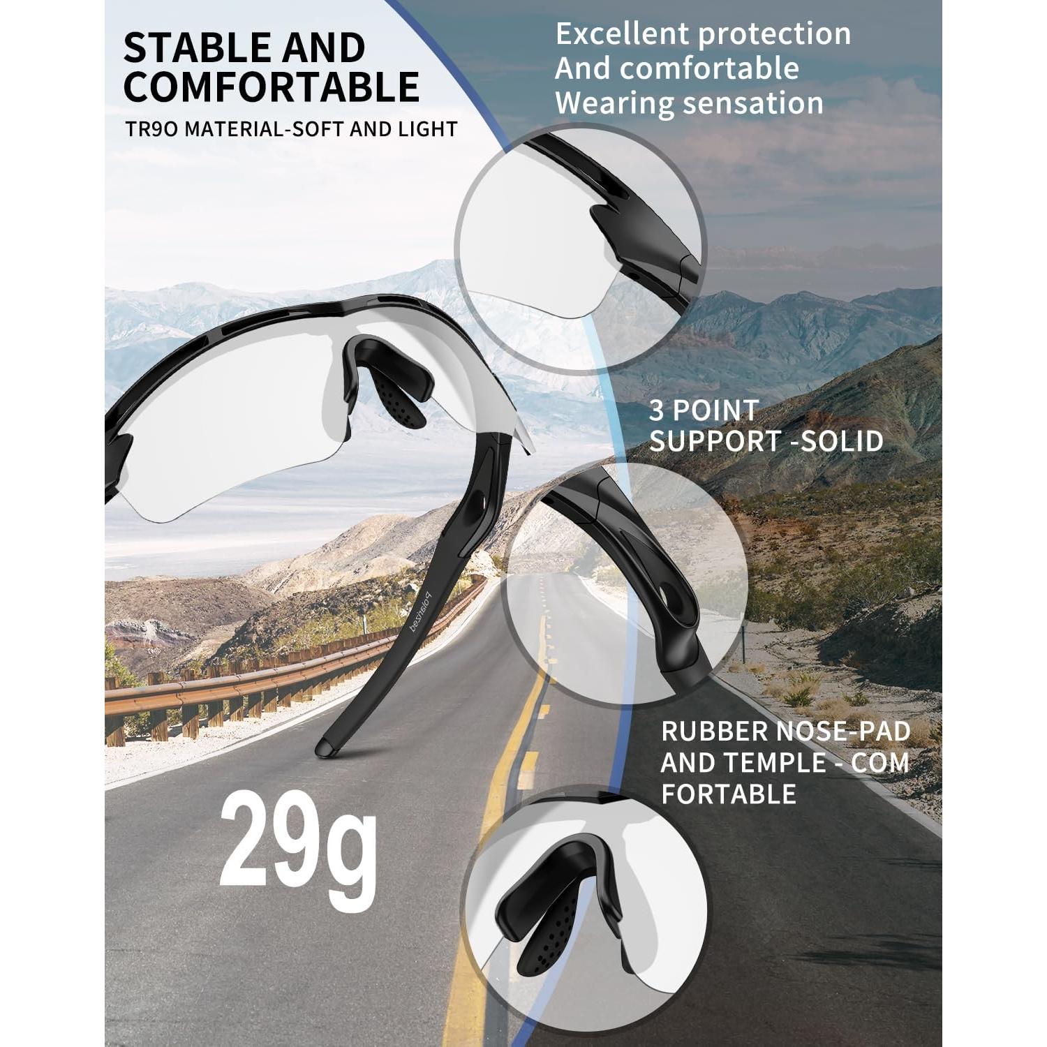 Gafas de sol deportivas fotocromáticas Rosemal UV400 TR90