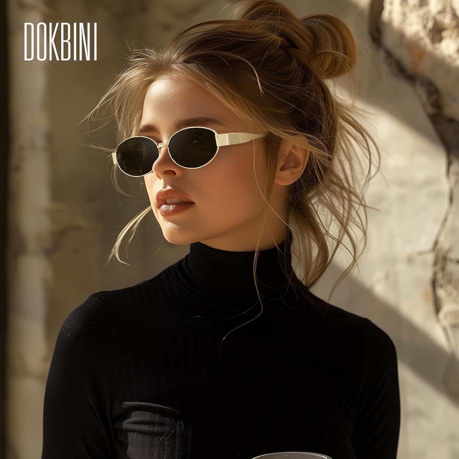Gafas de sol polarizadas Dokbini para mujeres UV400 doradas