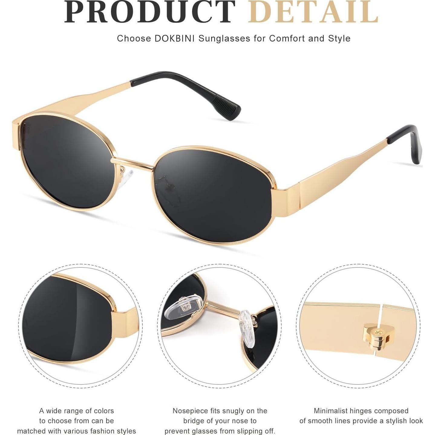 Gafas de sol polarizadas Dokbini para mujeres UV400 doradas