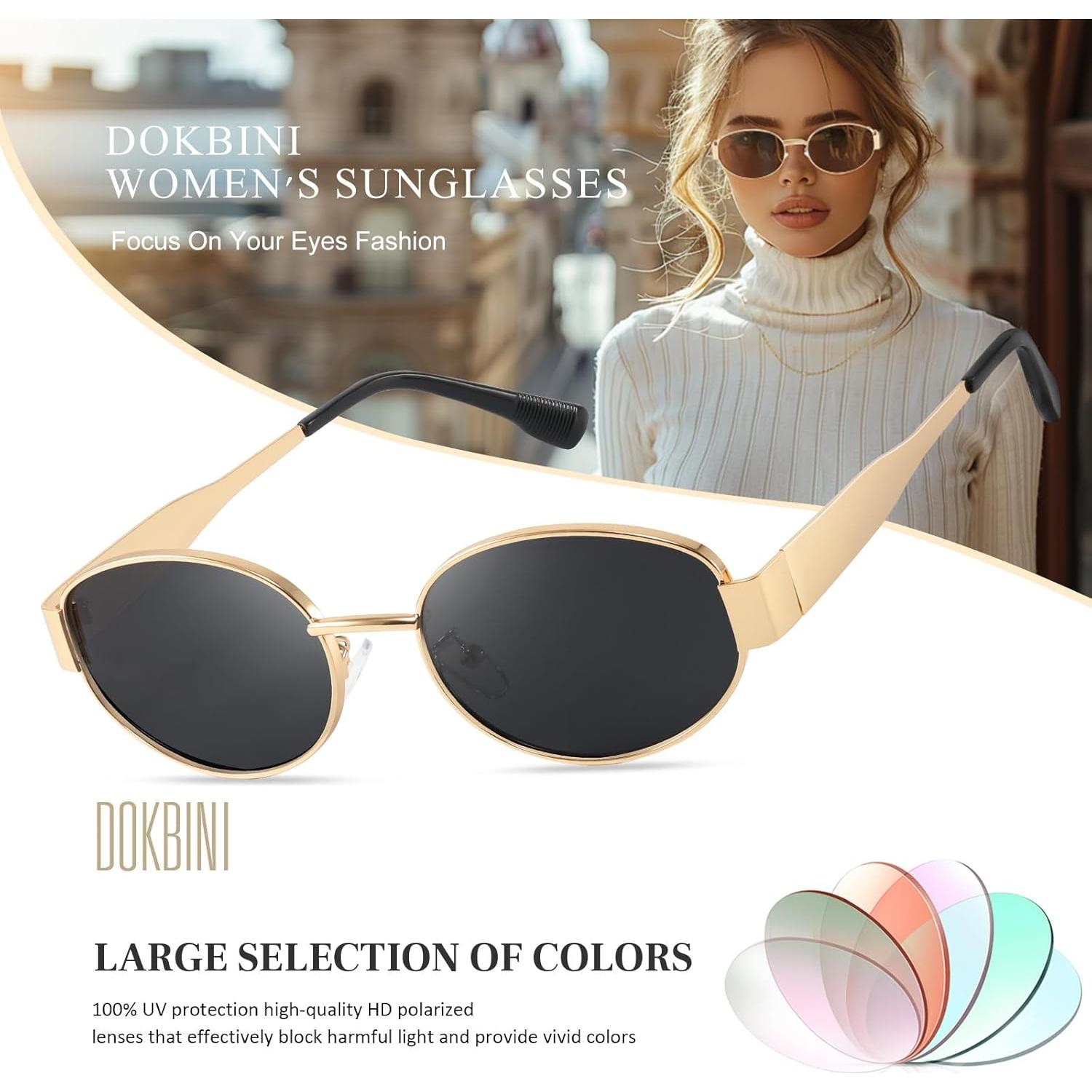 Gafas de sol polarizadas Dokbini para mujeres UV400 doradas