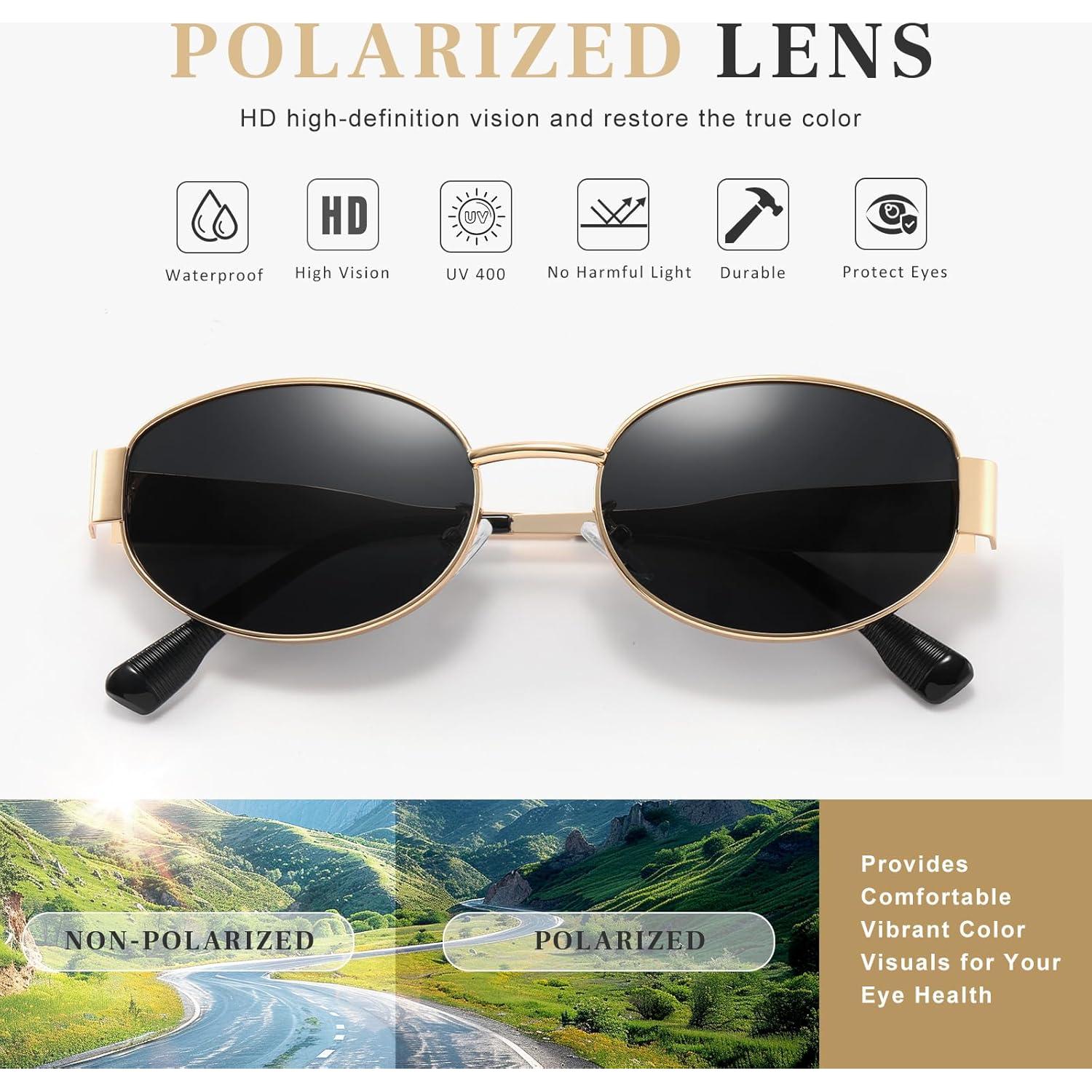 Gafas de sol polarizadas Dokbini para mujeres UV400 doradas