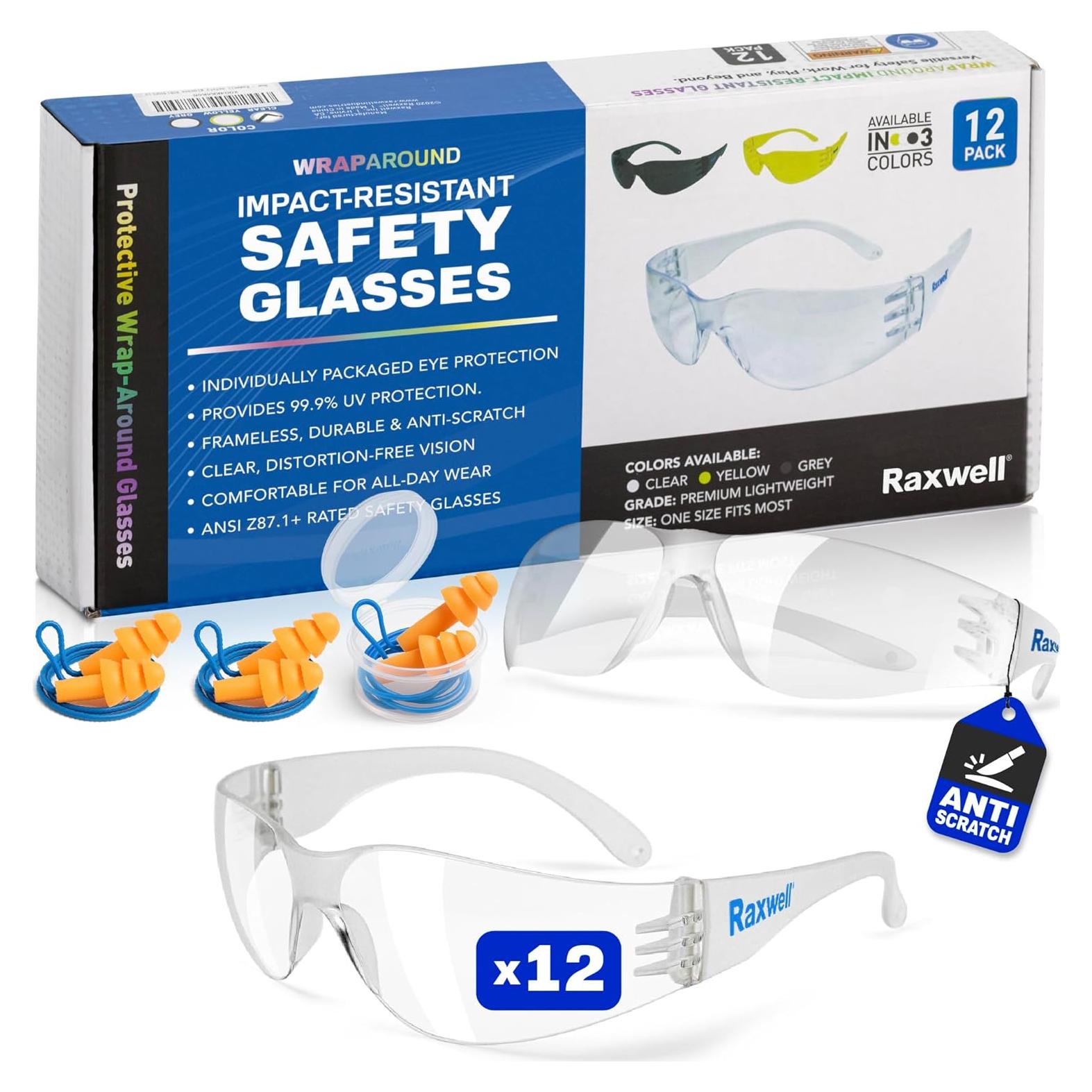 Gafas de Seguridad Raxwell Clear ANSI Z87.1 Paquete de 12