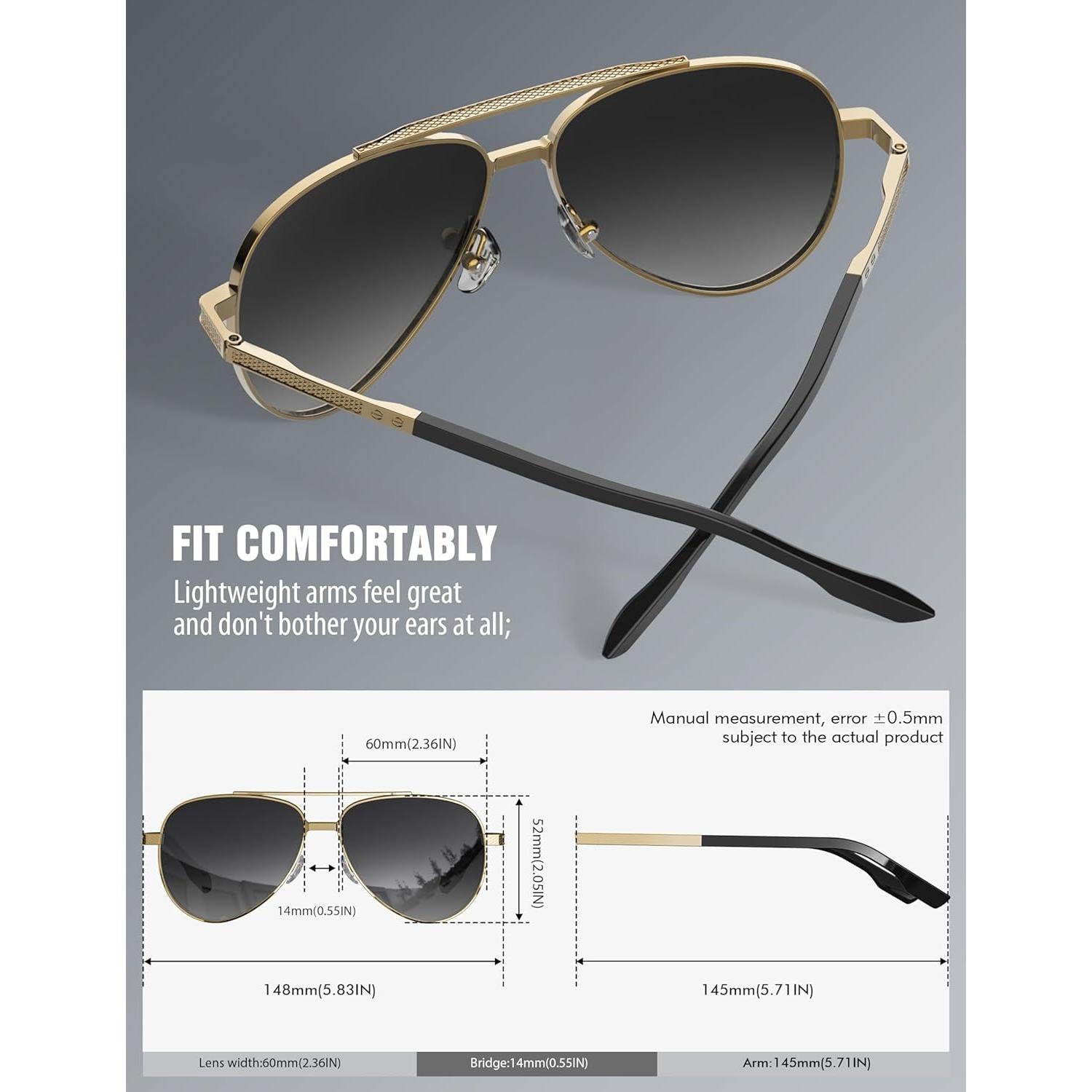 Gafas de sol LUENX Aviador Polarizadas UV400 para Hombres y Mujeres