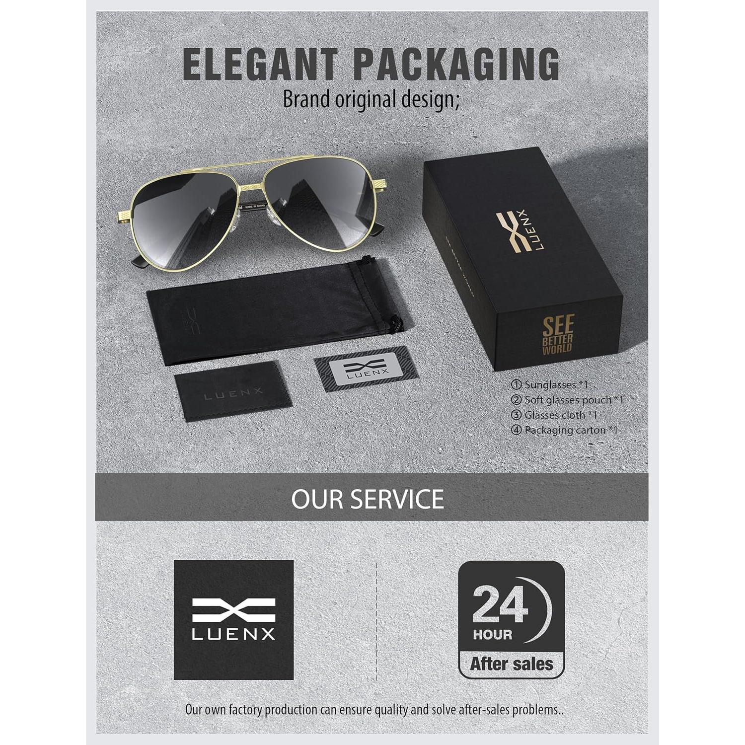 Gafas de sol LUENX Aviador Polarizadas UV400 para Hombres y Mujeres