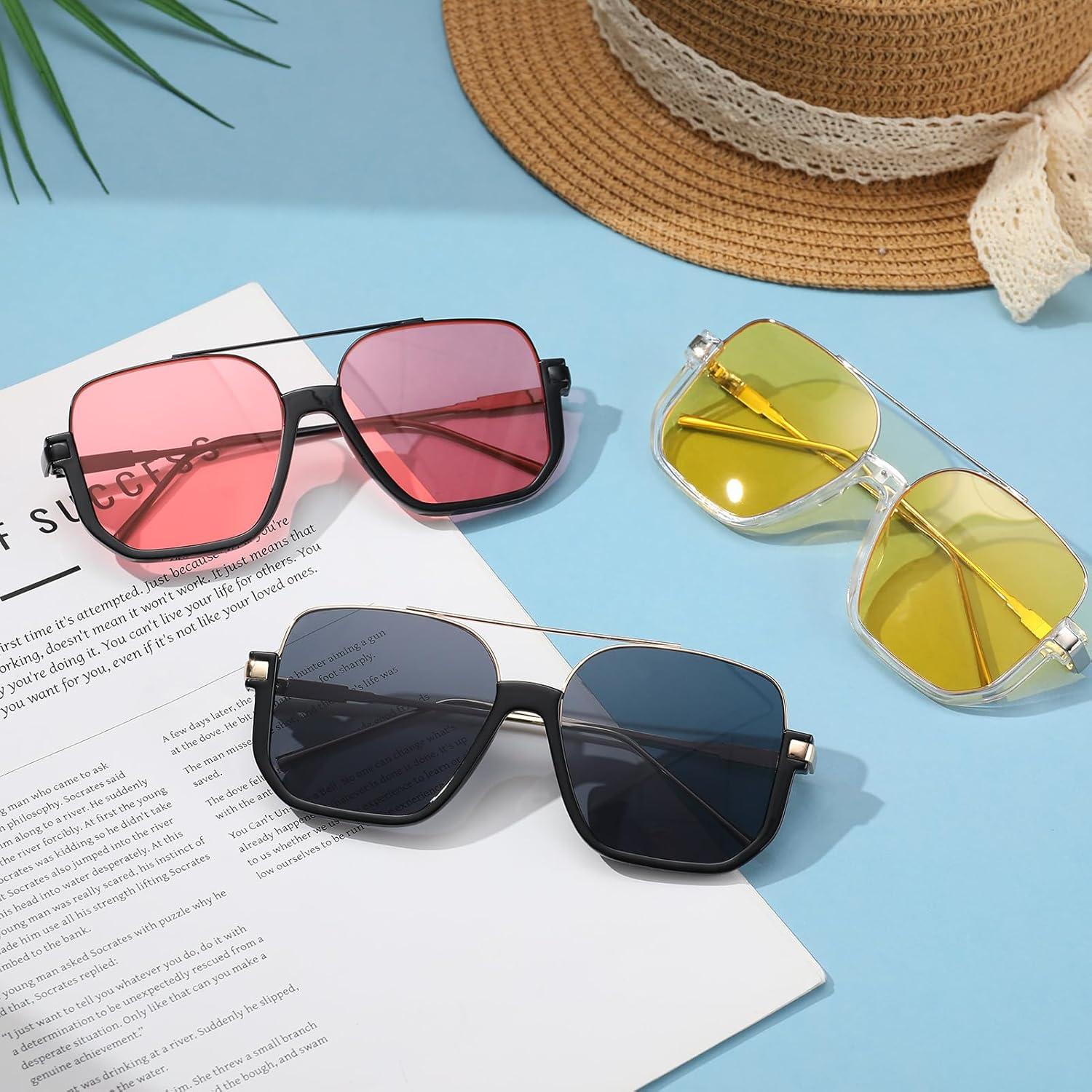 Gafas de Sol Retro Cuadradas UV Protección 70s - 3 Pcs