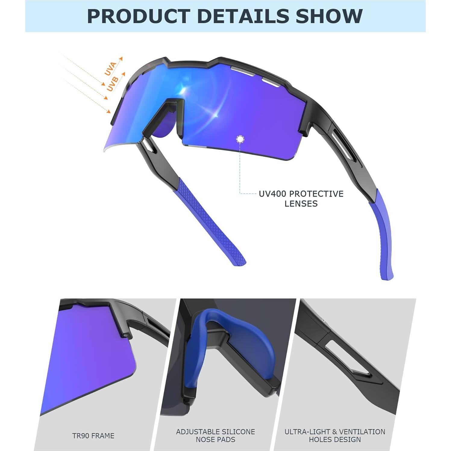 Gafas de Sol Deportivas KALIYADI Polarizadas UV400 Hombres