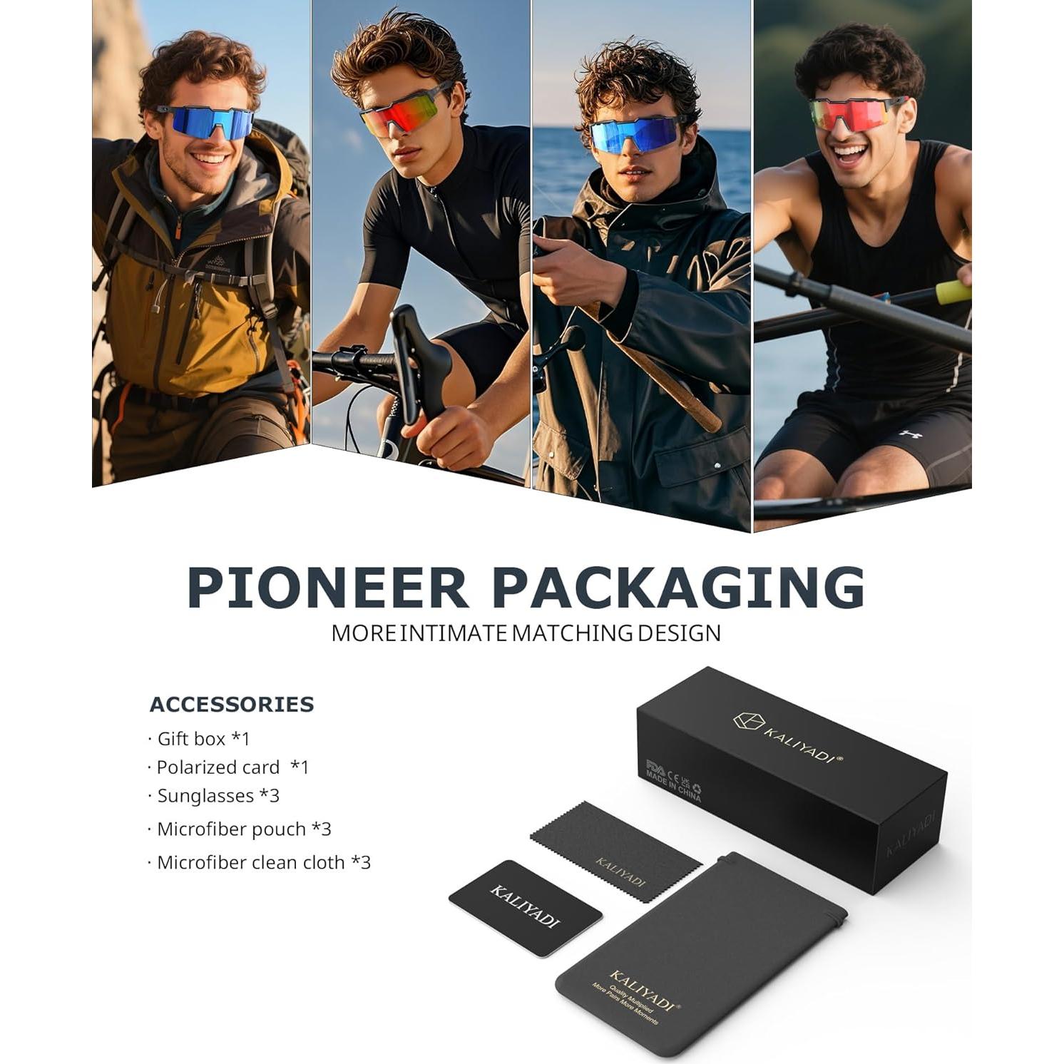 Gafas de Sol Deportivas KALIYADI Polarizadas UV400 Hombres