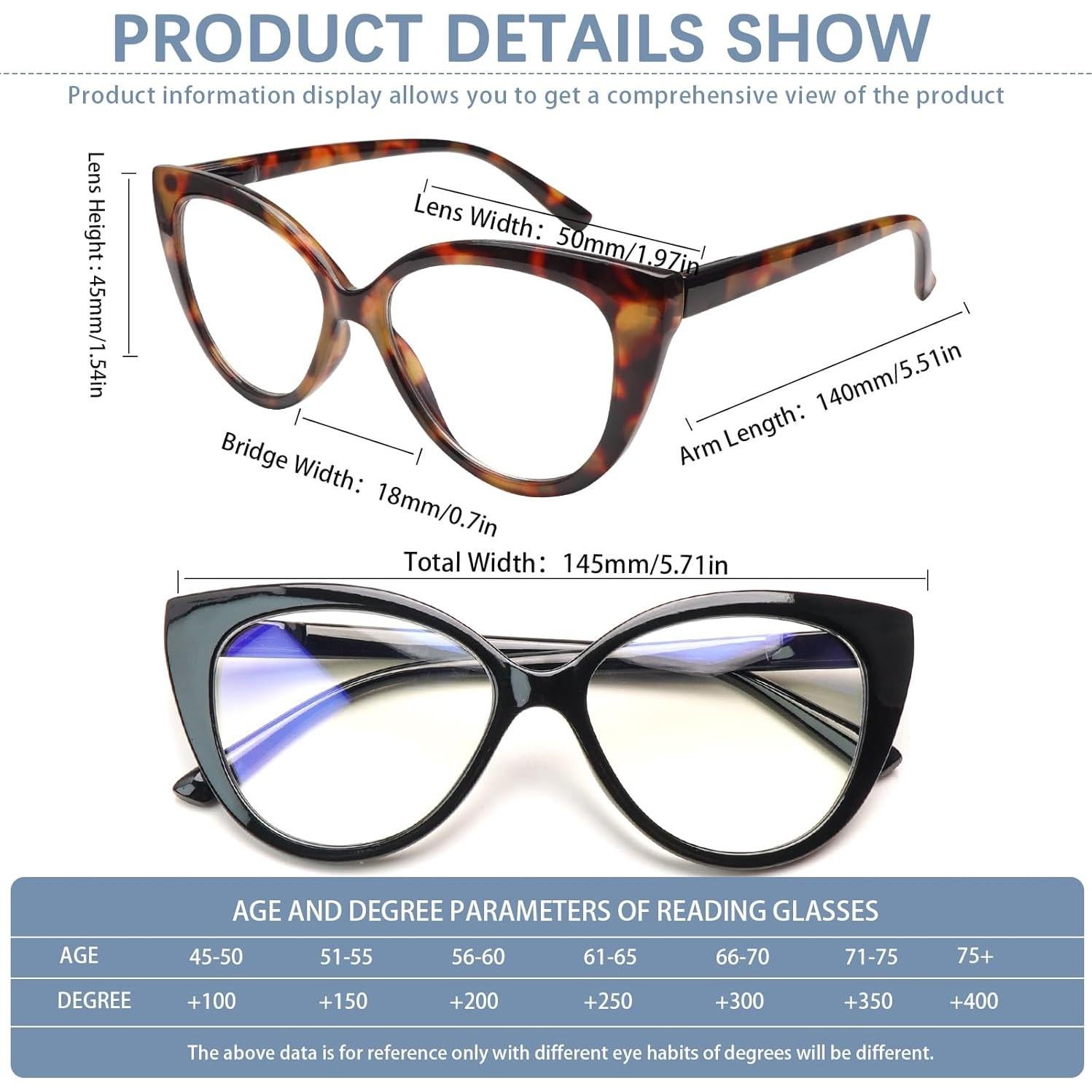 Gafas de lectura multifocales CLASAGA para mujeres 2.5x