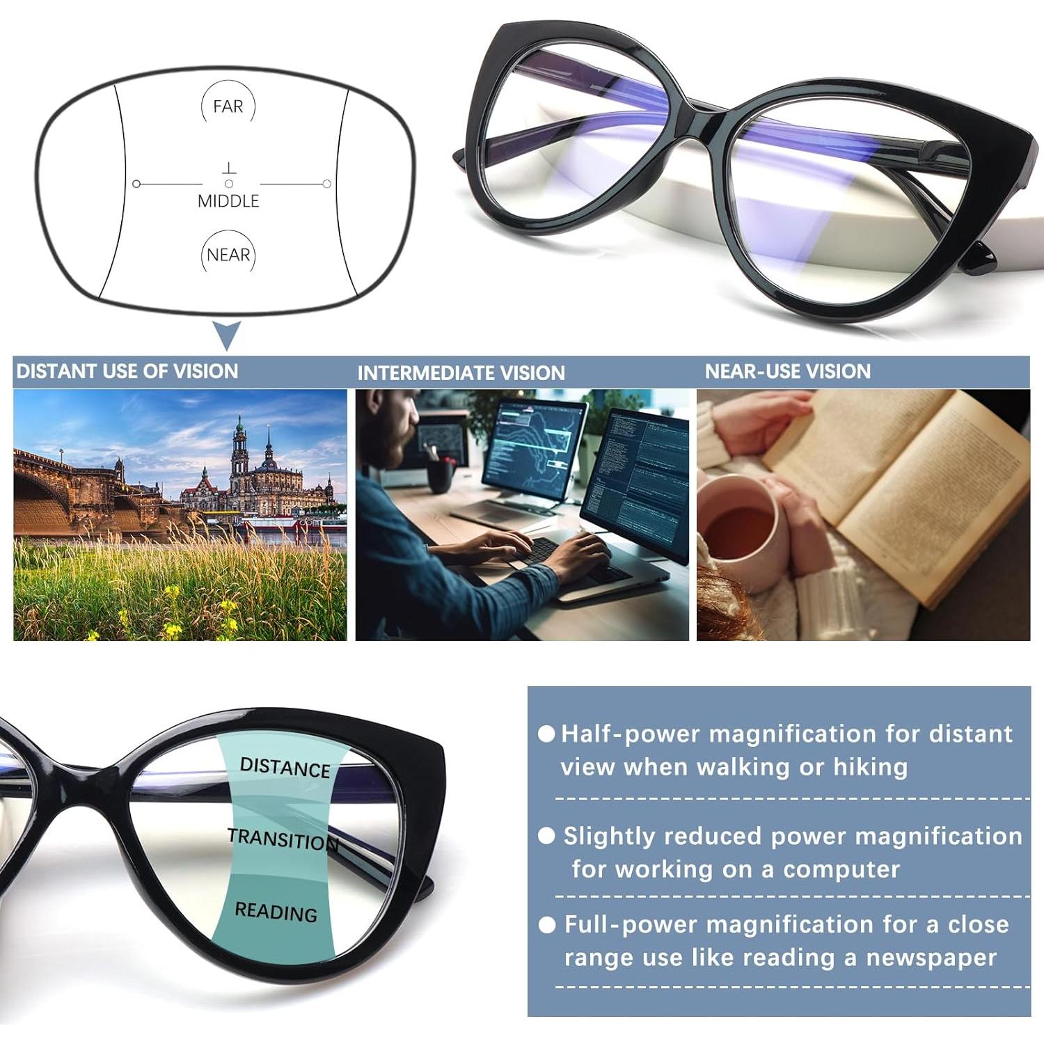 Gafas de lectura multifocales CLASAGA para mujeres 2.5x