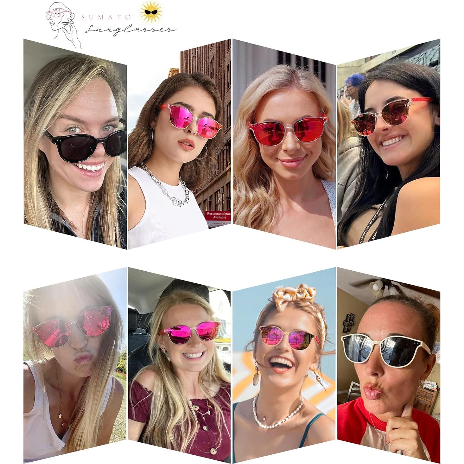 Gafas de sol Sumato UV400 para mujeres tortuga con lente rosa