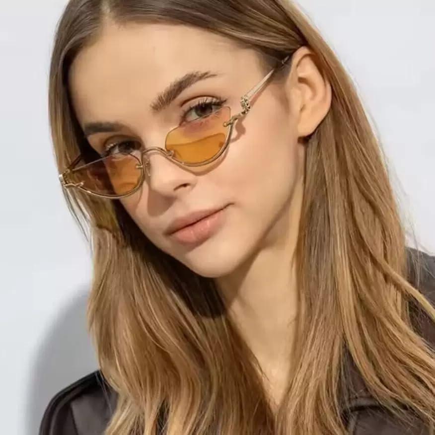 Gafas de sol retro doradas Y2K para mujeres UV400