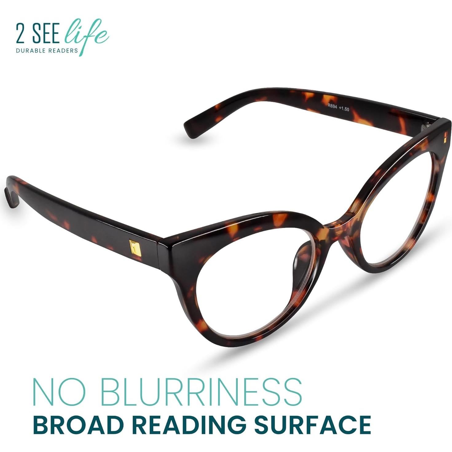 Gafas de Lectura Ojo de Gato 2SeeLife Marrón 1.25 para Mujeres