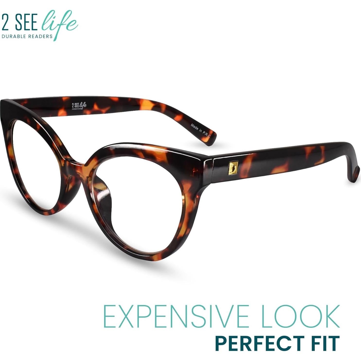 Gafas de Lectura Ojo de Gato 2SeeLife Marrón 1.25 para Mujeres