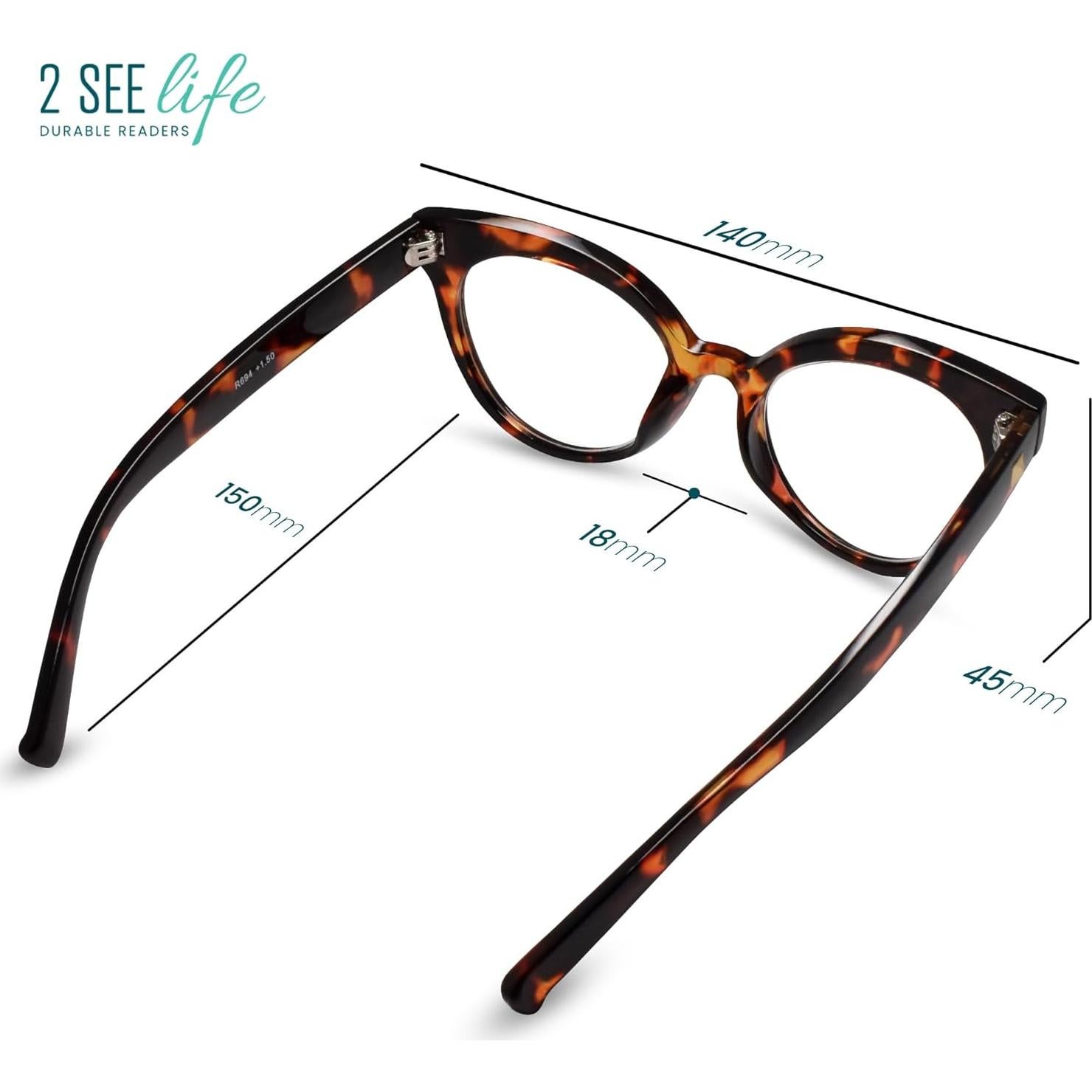 Gafas de Lectura Ojo de Gato 2SeeLife Marrón 1.25 para Mujeres
