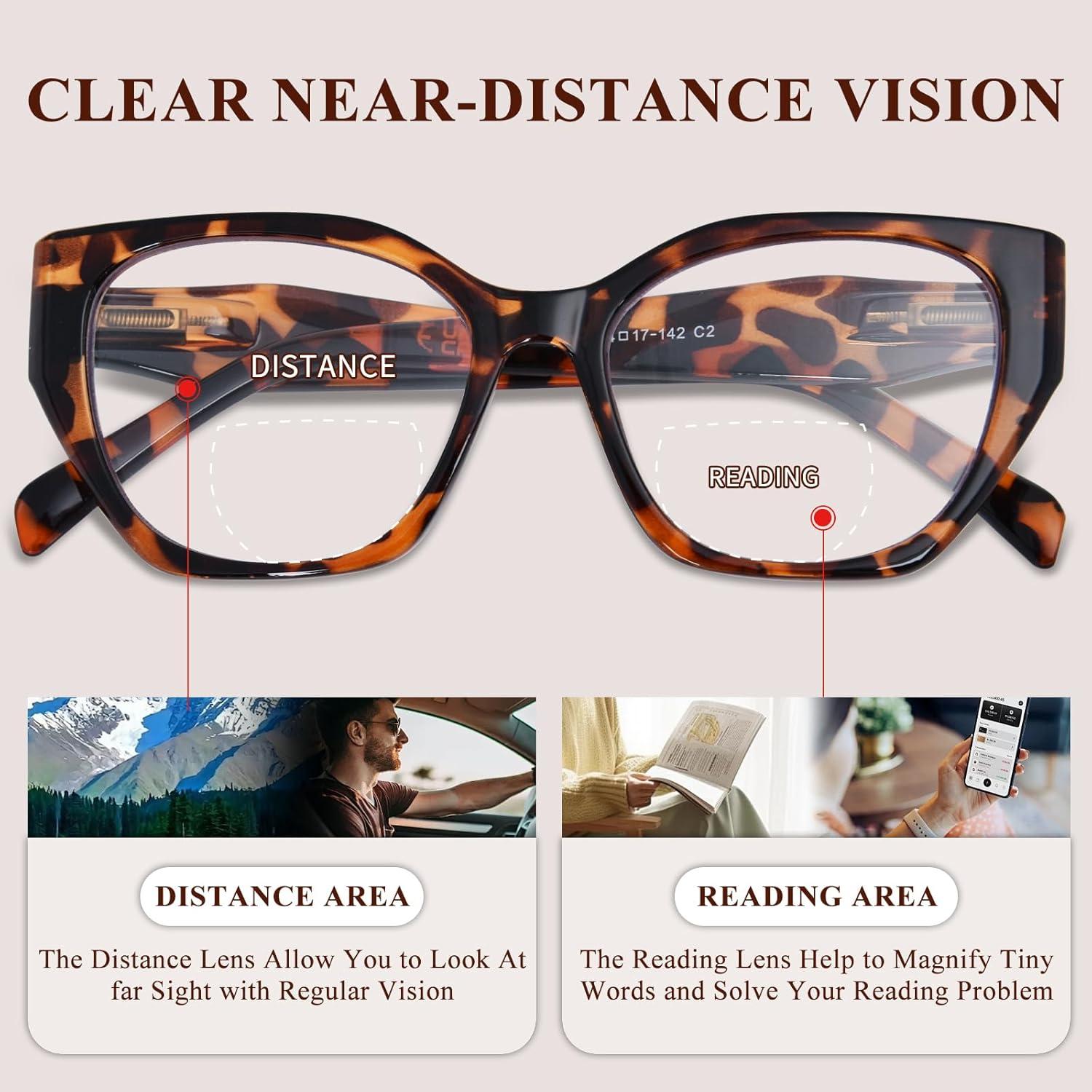 Gafas de lectura bifocal FONHCOO para mujer, 2.5x, carey
