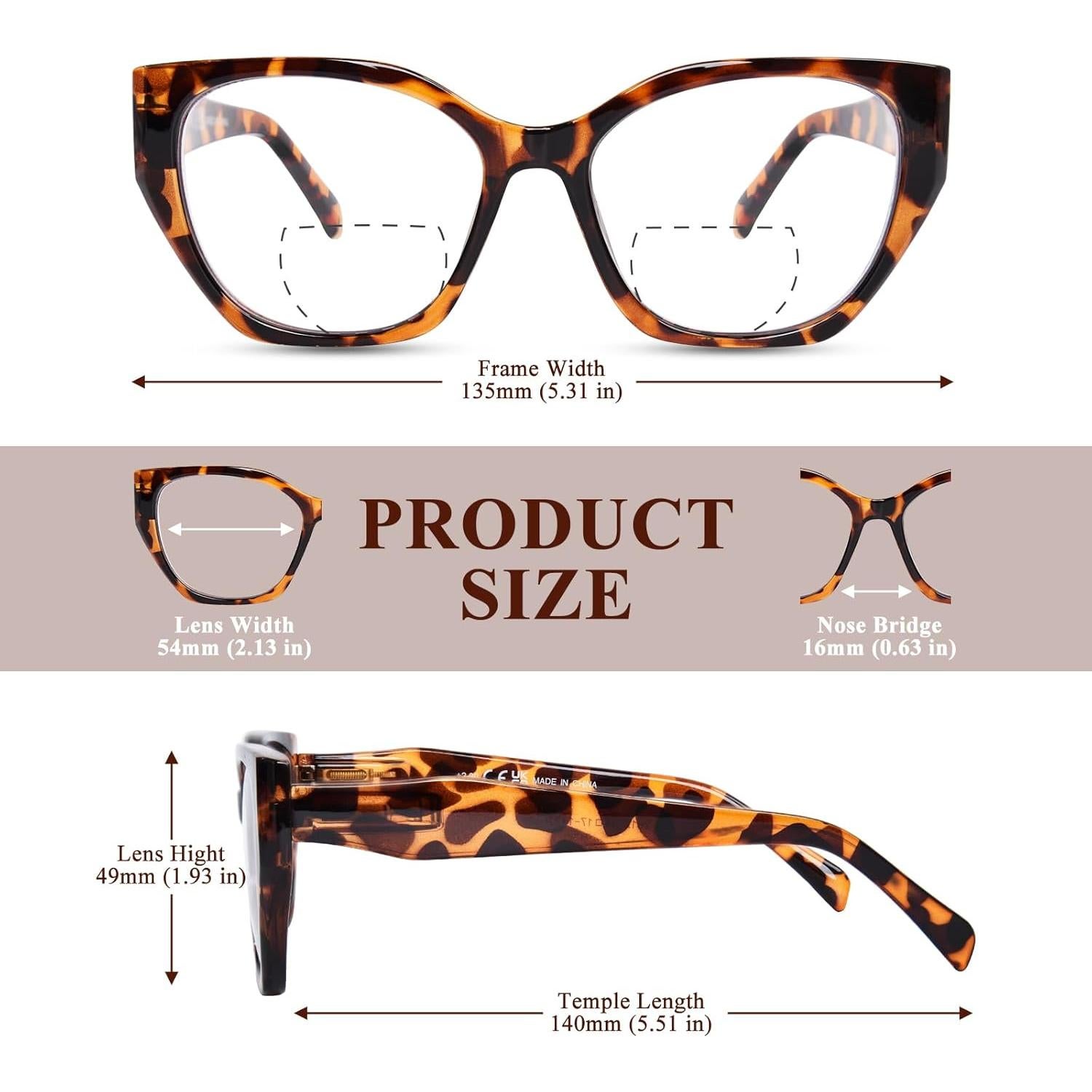 Gafas de lectura bifocal FONHCOO para mujer, 2.5x, carey