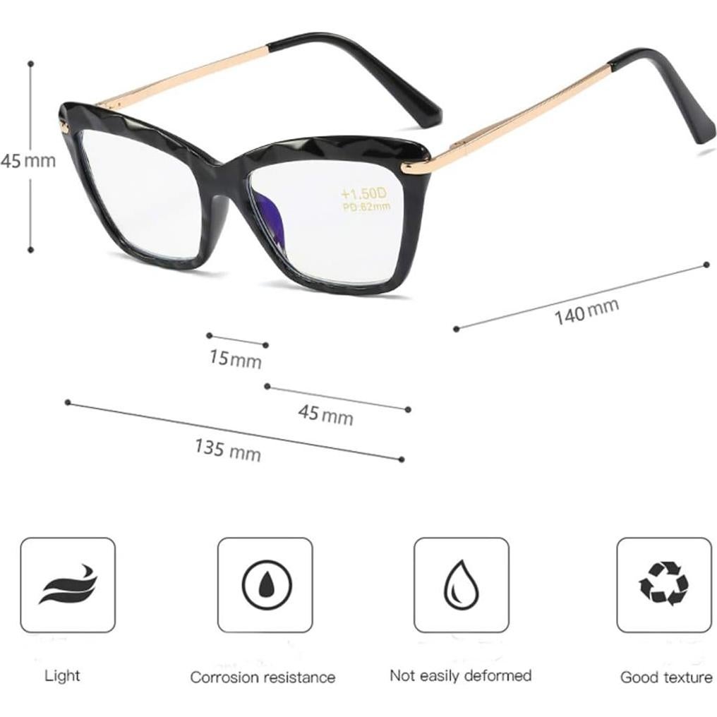 Gafas de lectura ojo de gato Jurchio cristal claro 2.5x