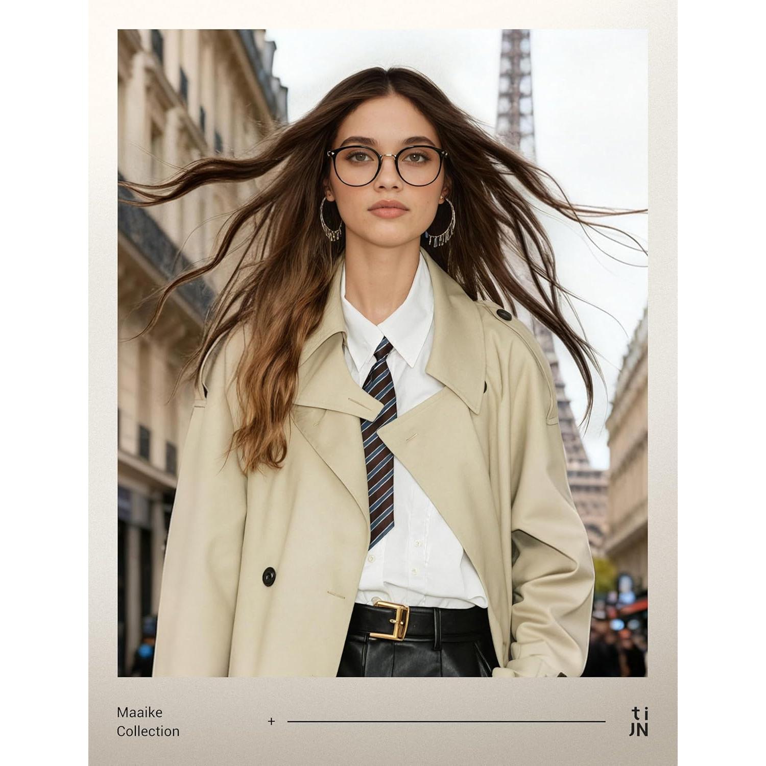 Gafas de Luz Azul TIJN Unisex Ojo de Gato Acetato Negro