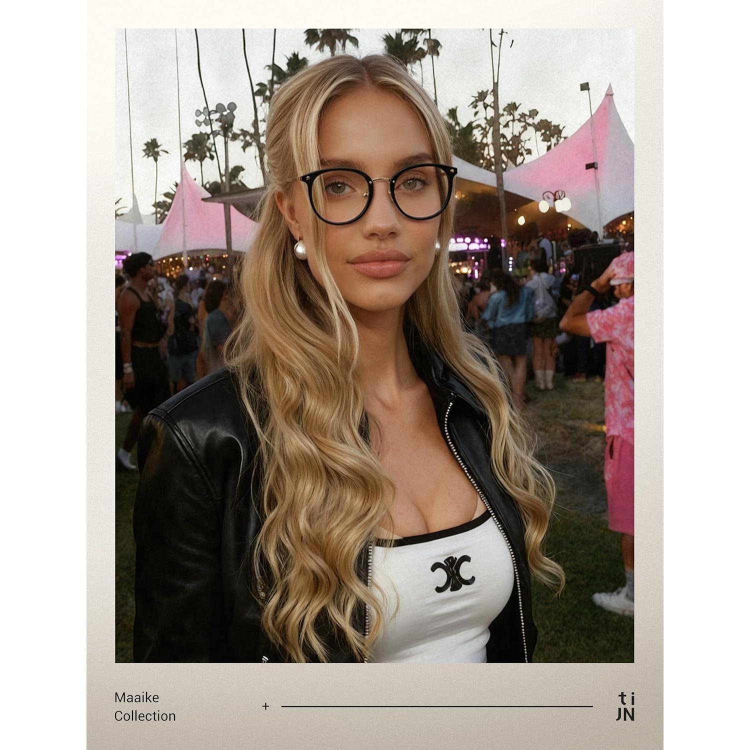 Gafas de Luz Azul TIJN Unisex Ojo de Gato Acetato Negro