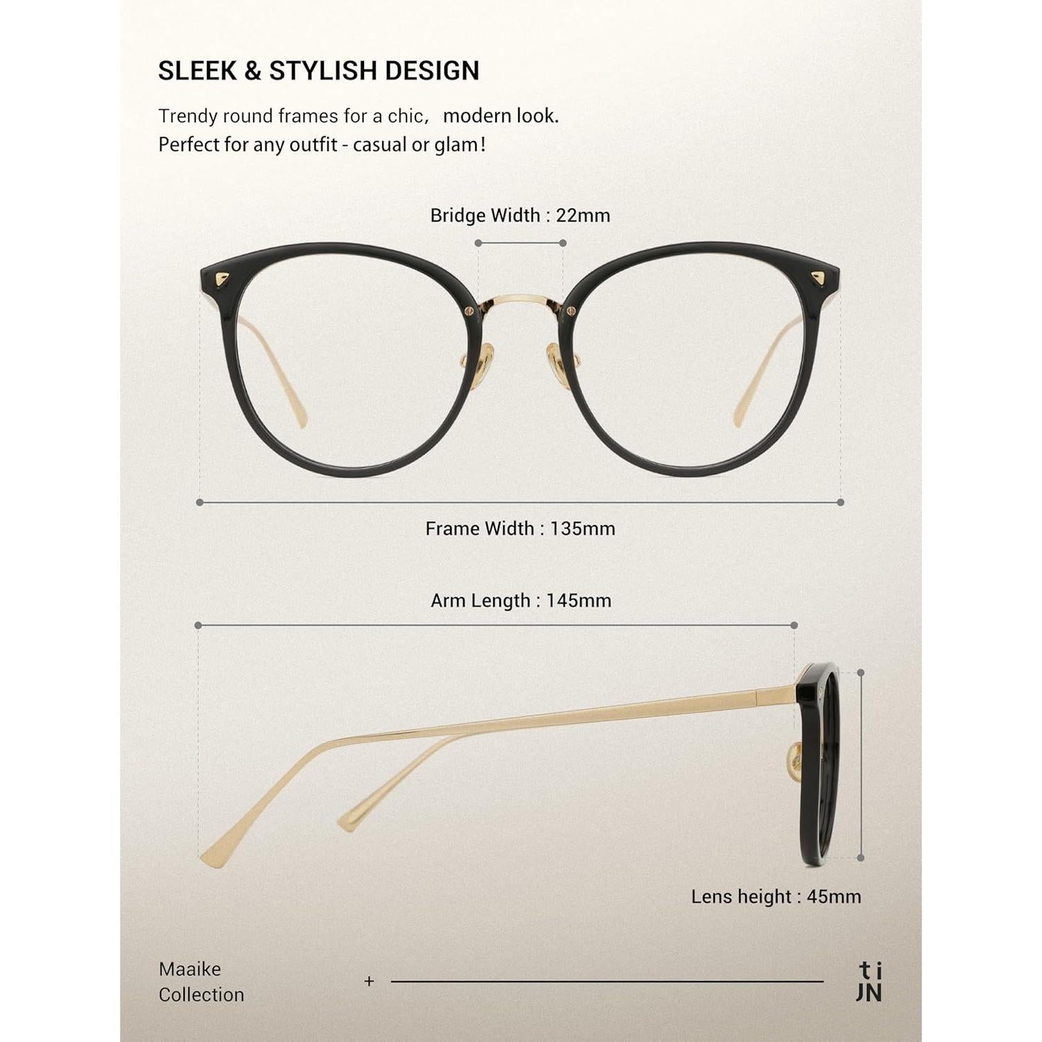 Gafas de Luz Azul TIJN Unisex Ojo de Gato Acetato Negro