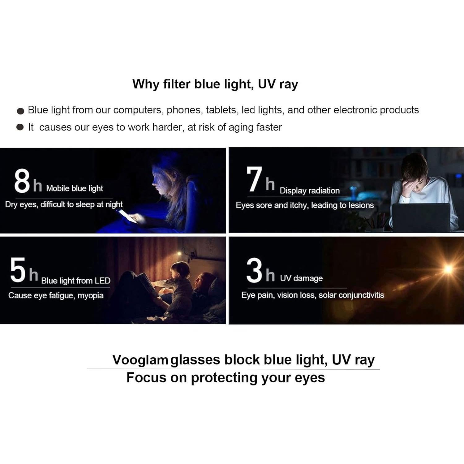 Gafas de sol VOOGLAM ojo de gato con bloqueo luz azul UV