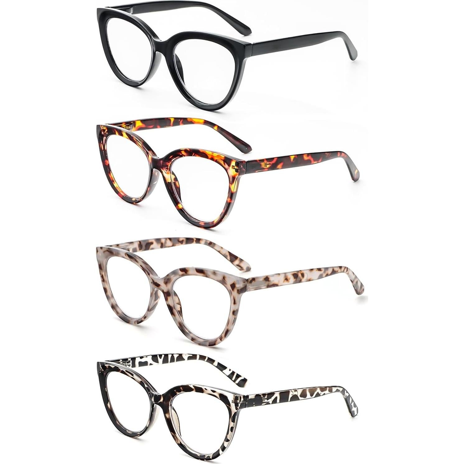 Gafas de Lectura REAVEE Ojo de Gato 4 Paquete Anti Luz Azul