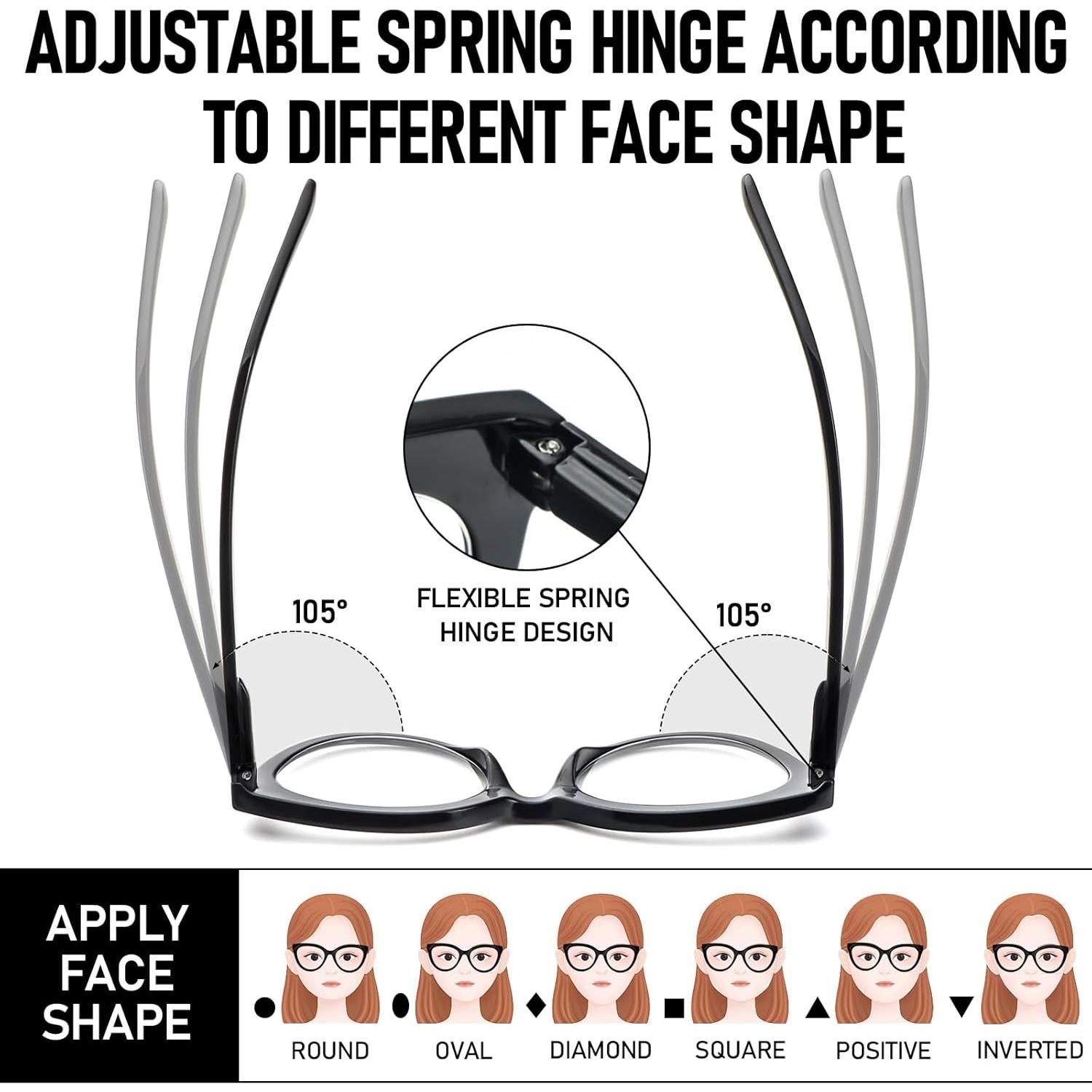 Gafas de Lectura REAVEE Ojo de Gato 4 Paquete Anti Luz Azul