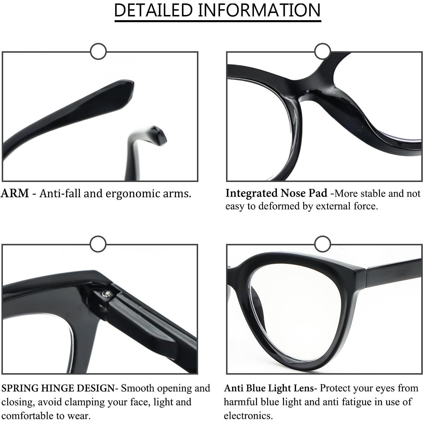 Gafas de Lectura REAVEE Ojo de Gato 4 Paquete Anti Luz Azul